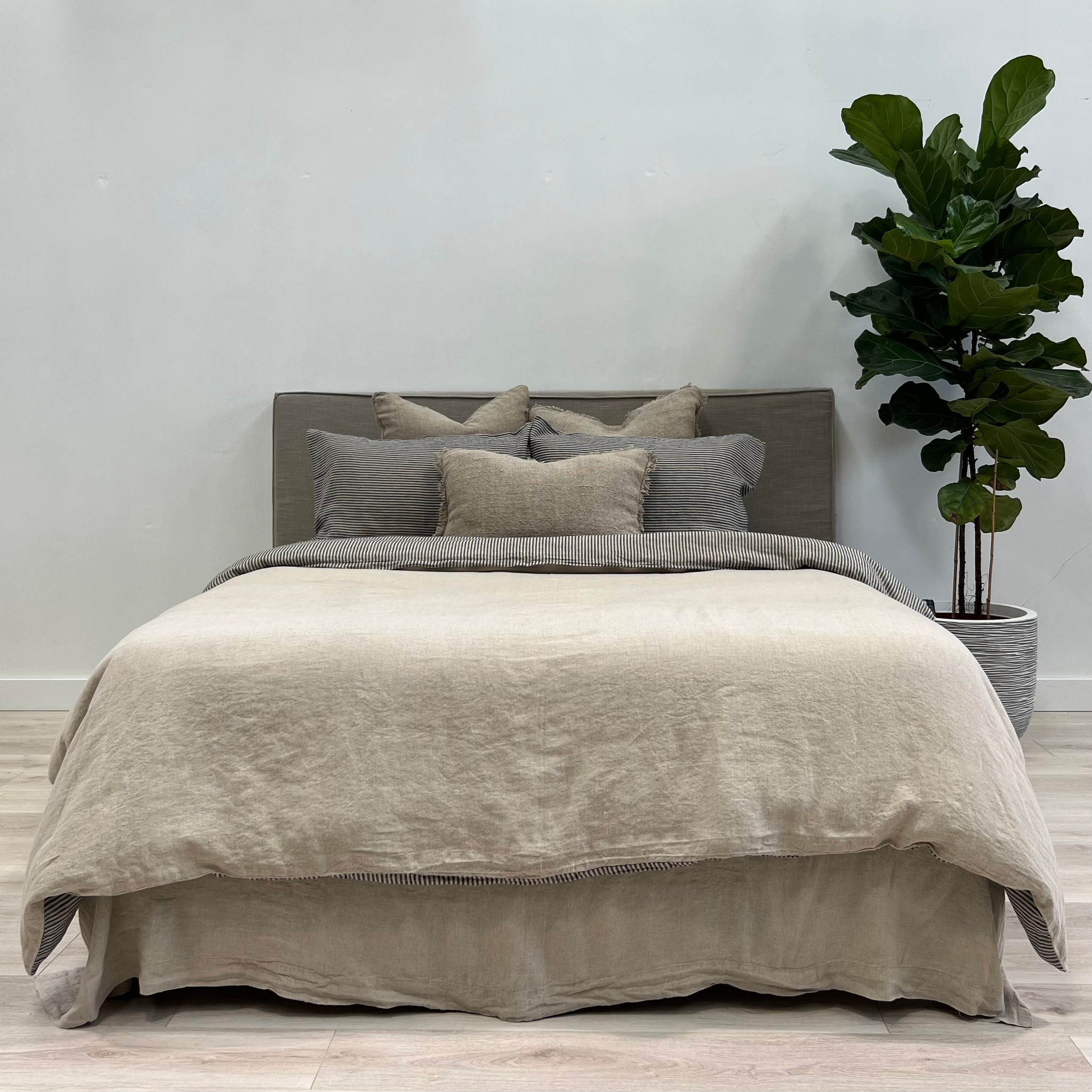 Noemi Reversible Quilt Cover Blue Stripe Linens Unlimited