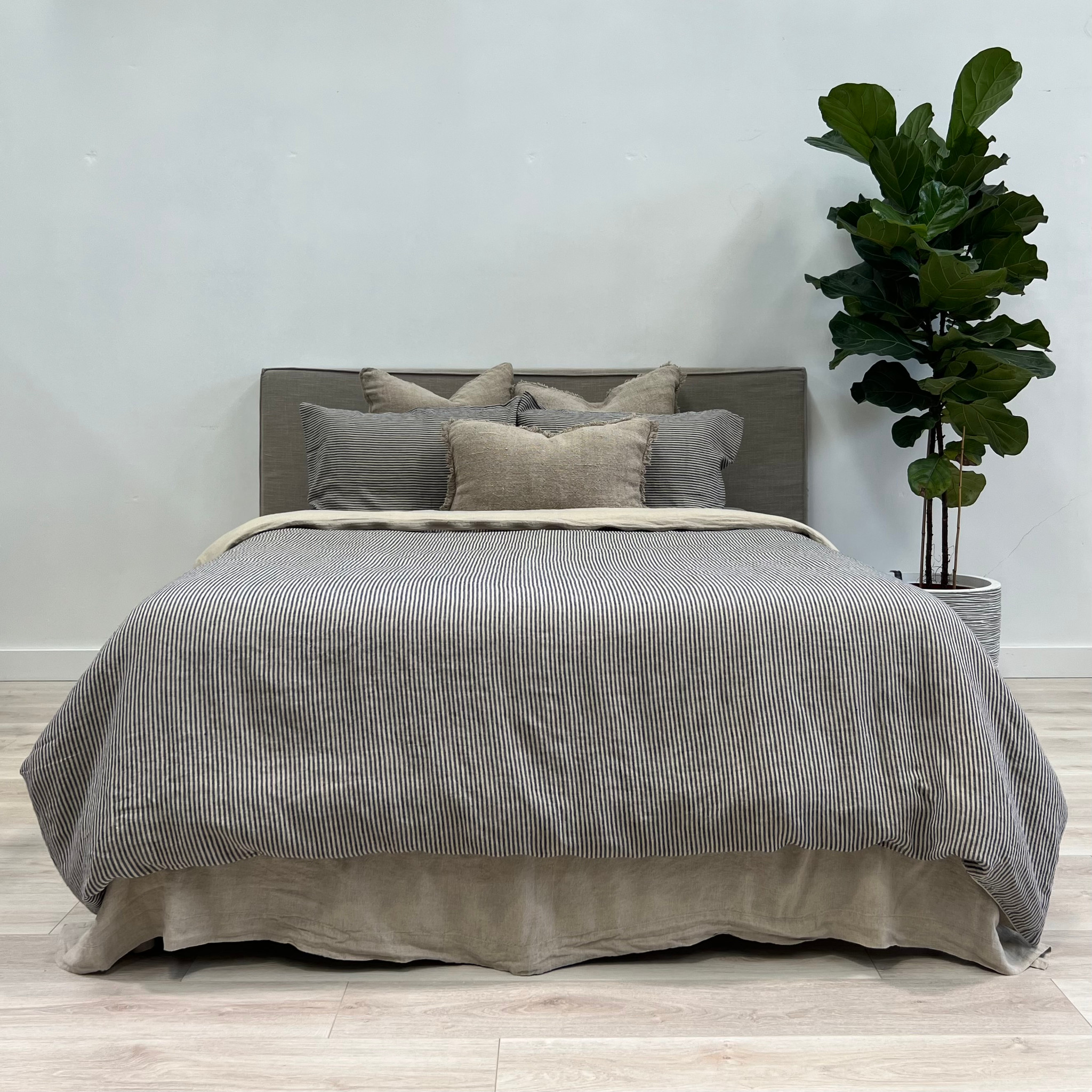 Noemi Reversible Quilt Cover Blue Stripe Linens Unlimited