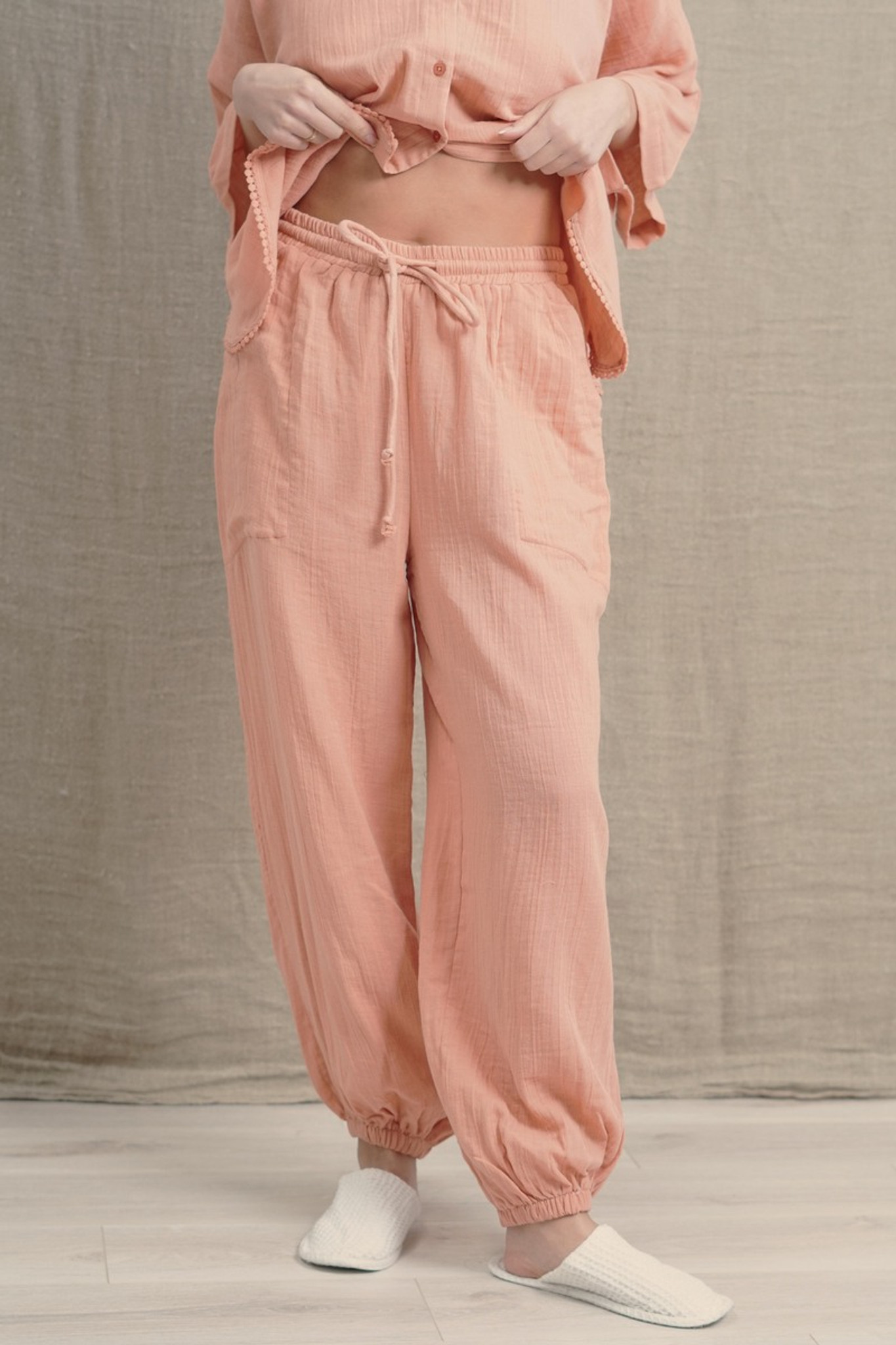 Double Gauze Pants Coral Haze Linens Unlimited