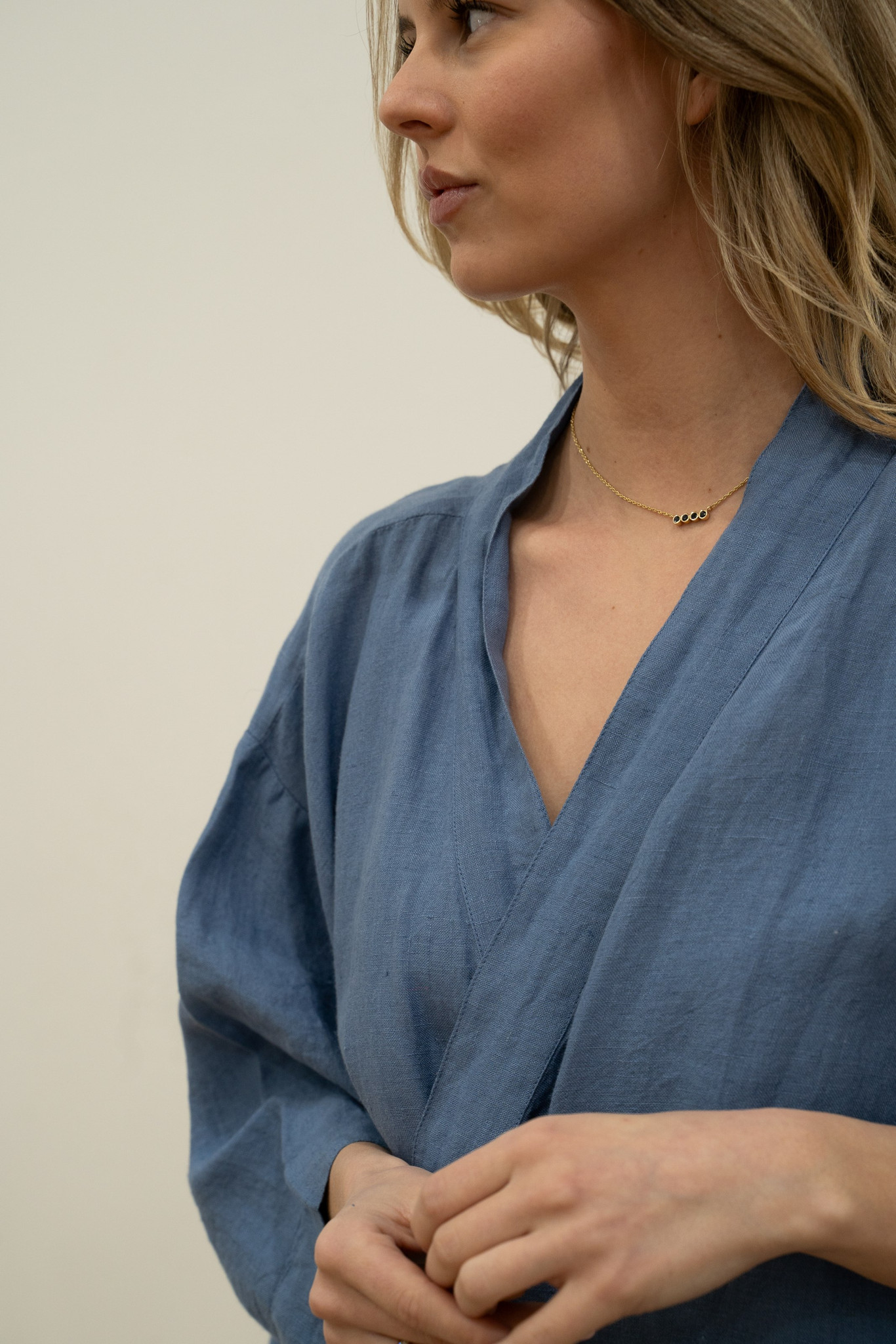 Powder Robes Verona Linen Robe Powder Blue - Linens Unlimited