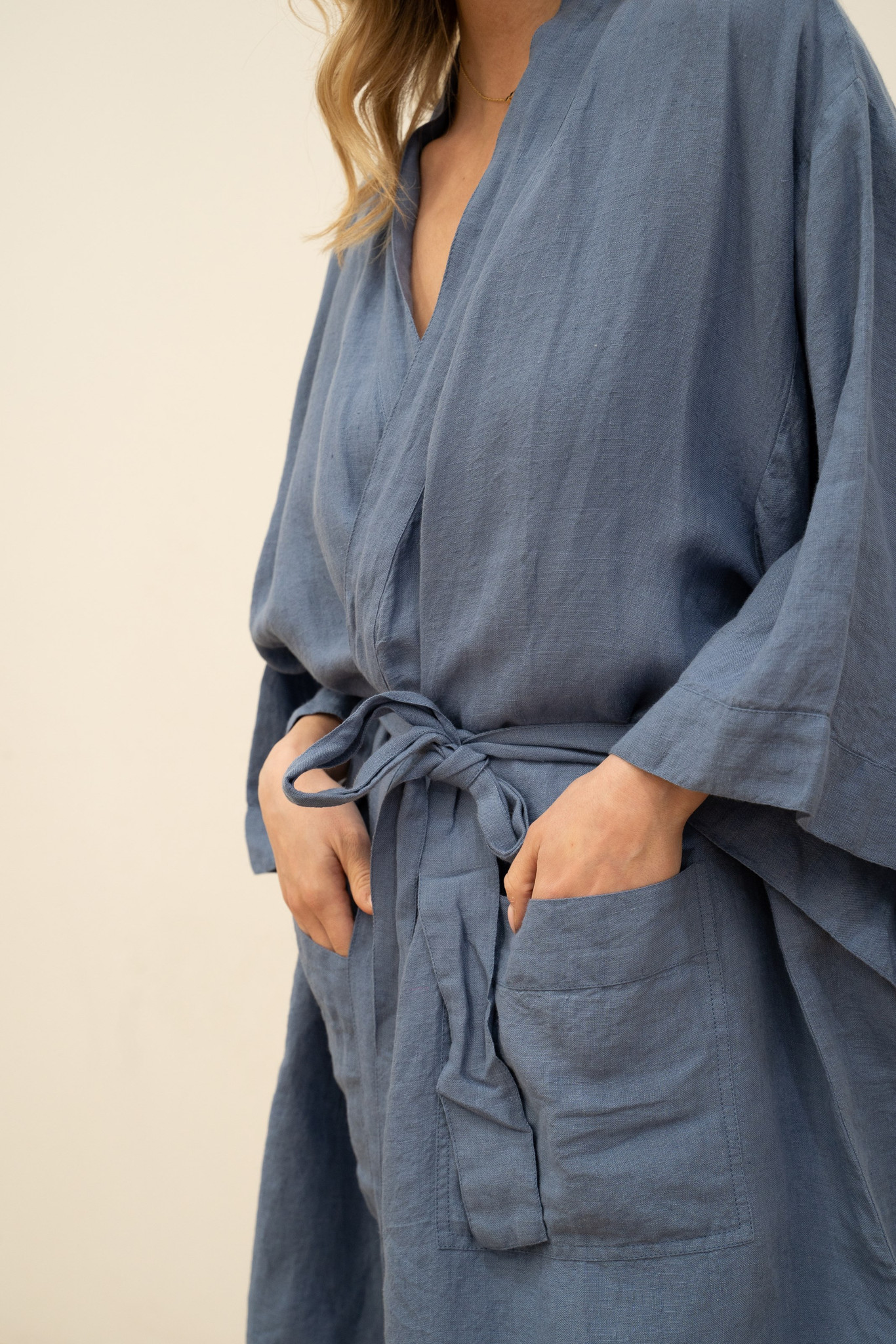 Powder Robes Verona Linen Robe Powder Blue - Linens Unlimited