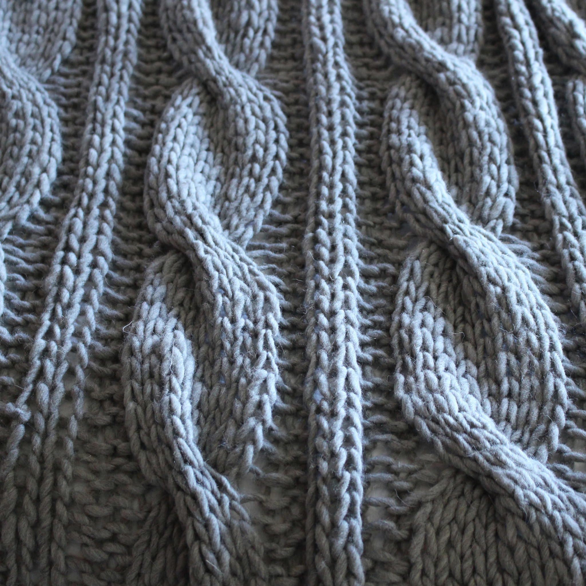 Chunky Cable Knit Throw Light Grey 130X170cm 100% Wool - Linens Unlimited