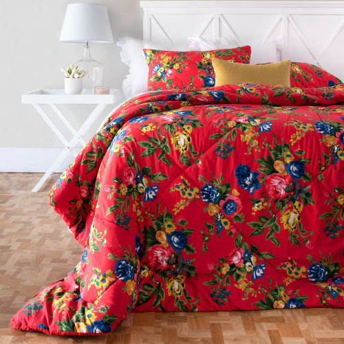 Bloom Red Quilt Set Linens Unlimited