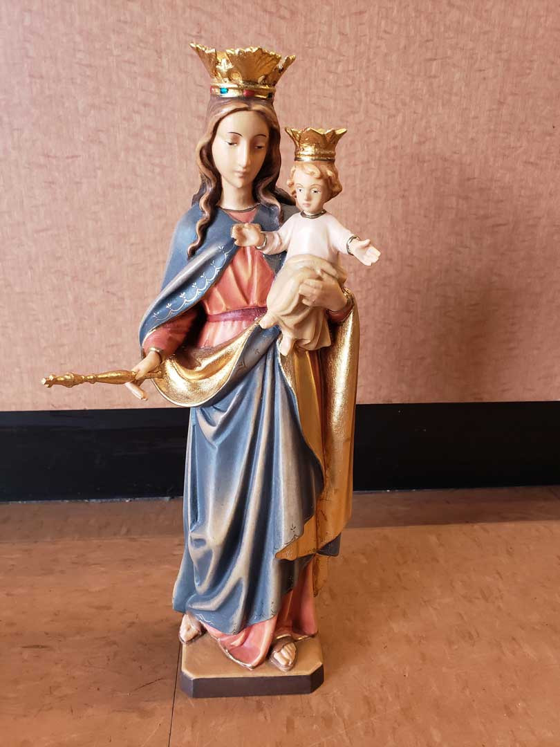 Hand Carved Statue Mary Queen of Heaven Statue Linden Wood Statue