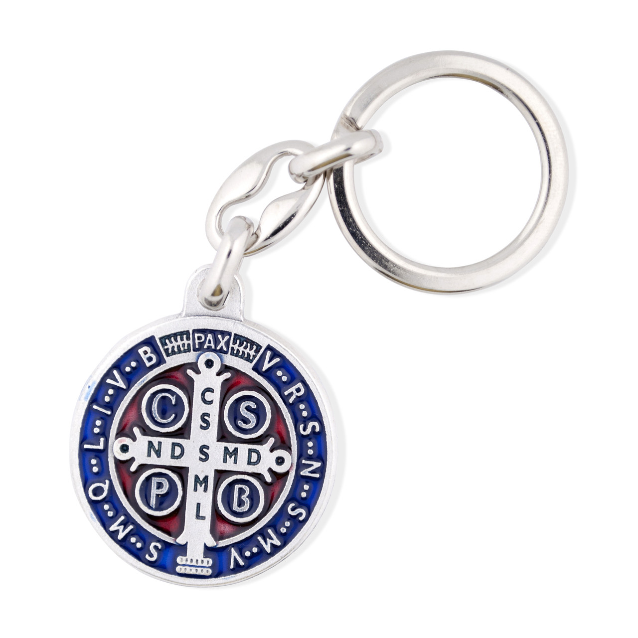 Saint Benedict Medal Key Chain with Colored Enamel - Trinity Church Supply