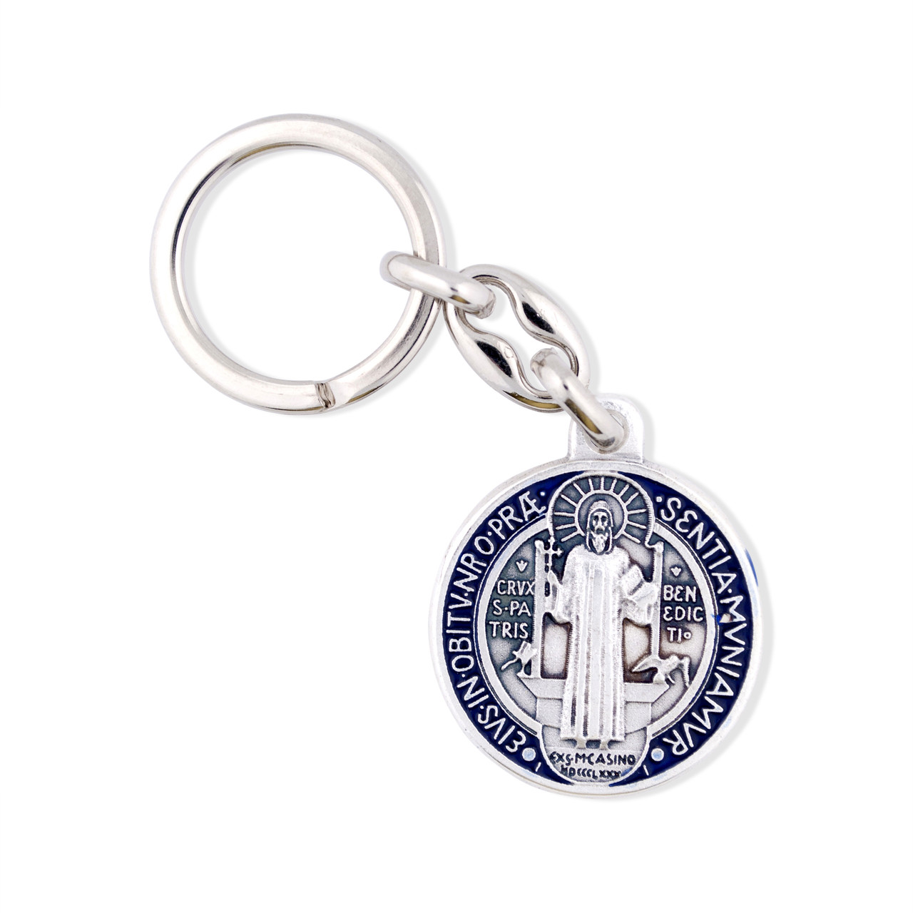 Saint Benedict Medal Key Chain with Colored Enamel - Trinity Church Supply