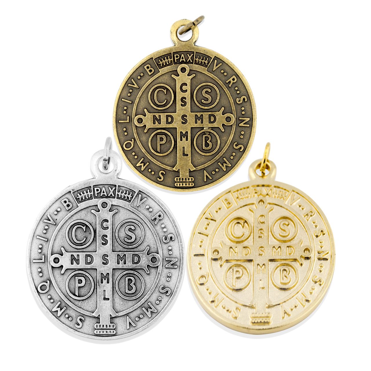 Cheap Catholic Saint Benedict Medallion Pendant Necklace Gold Color  Stainless Steel Collares for Jewelry | Joom