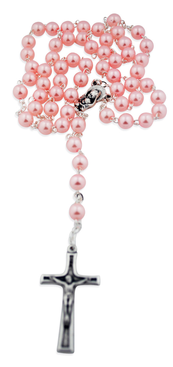 Rosary moon♡大人気完売品♡Organdy Shirt✨PINKカラー Sacred Heart Rosary | Pink - Black Catholic Gift | Cancer