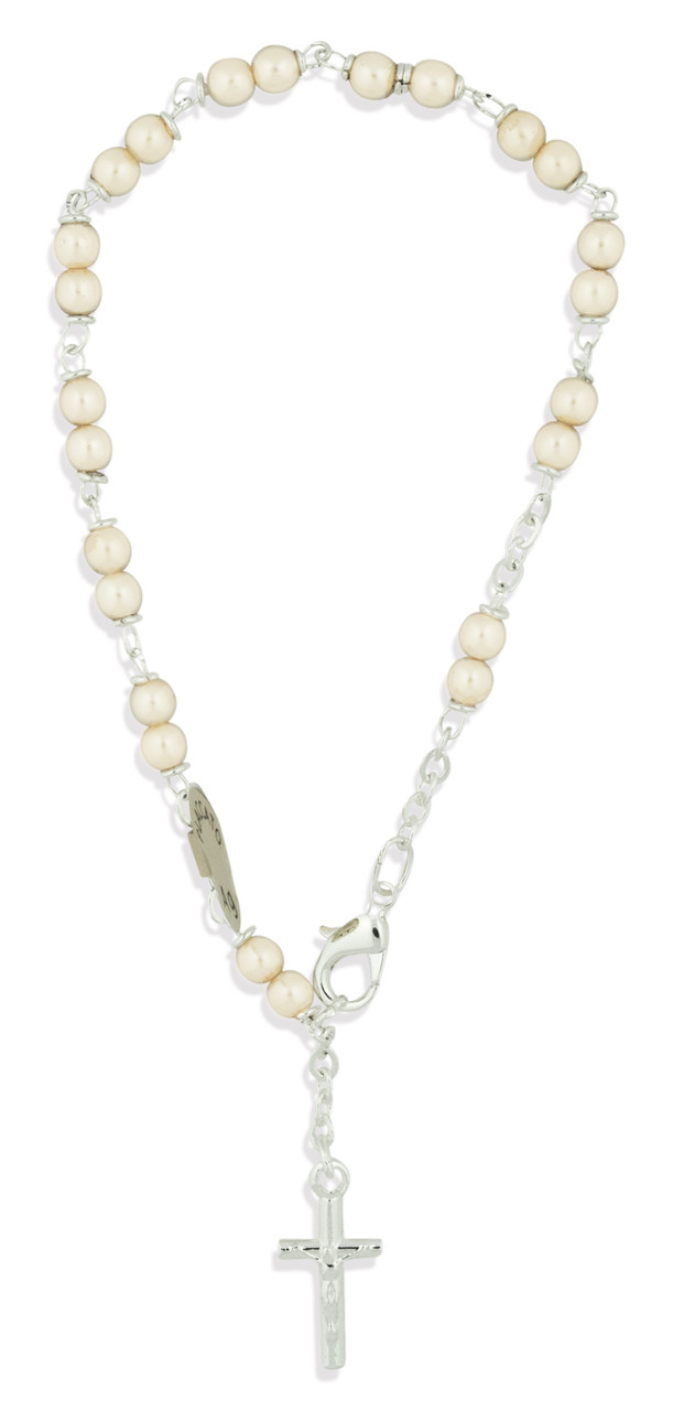 Amazon.com: Nazareth Store Catholic Crystallized Cross Deep Blue Crystal  Beads Wrist Rosary Bracelet Adjustable Elastic Bangle: Clothing, Shoes &  Jewelry