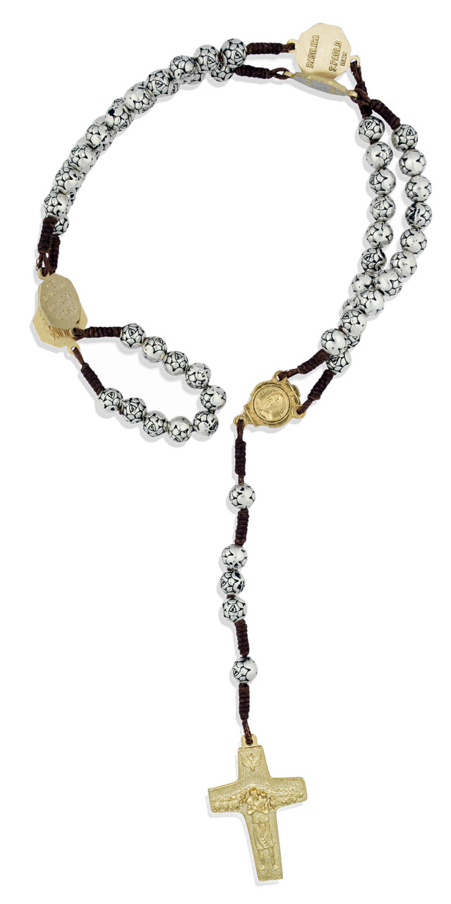 Pope Francis Four Basilicas Rosary with Rosette Beads and Gold-Tone Accents