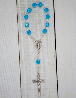 4mm Crystal Traditional One Decade Rosary (Sky Blue)