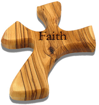 Olive Wood Prayer Cross - Fits Perfectly into Hand (Faith)