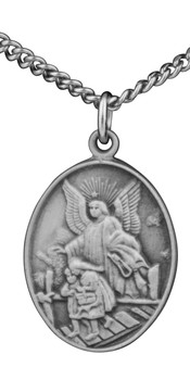 Pewter Guardian Angel Medal with 18" Chain