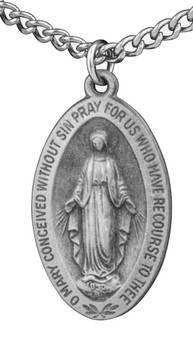 Pewter Miraculous Medal (Medium Oval)