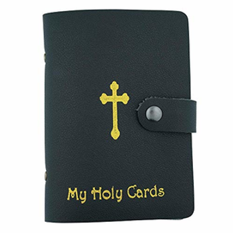 5" Leather Holy Card Holder (Black)