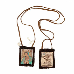 Catholic Holy Figure Saint Scapular (Our Lady of Guadalupe - Gold Background)