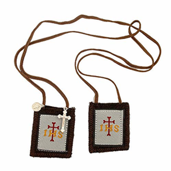 Catholic Holy Figure Saint Scapular (IHS Brown)