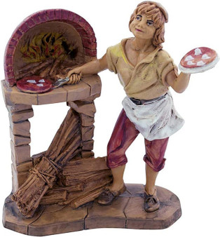 5" Pizza Baker with Oven Nativity Figurine | Christmas Nativity | Hand-Painted and Made in Italy