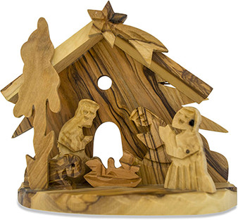 Hand Carved Olive Wood Nativity Ornament