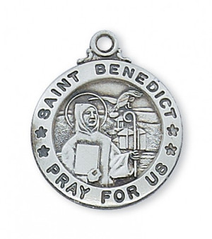 ST. BENEDICT MEDAL ON 20" CHAIN  STERLING SILVER MEDAL