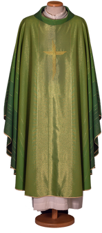 Elegant Chasuble in Light Lurex Wool Blend with Color Gradation – Refined Liturgical Vestment for Catholic Celebrations
