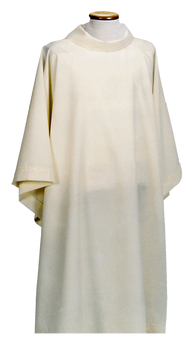 Benedictine Style Alb with Cowl Neck – Wide Fit Liturgical Garment in Polyester and Cotton for Comfort and Movement
