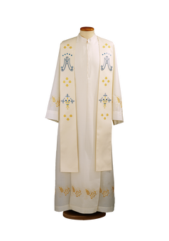 Marian Stole in 100% Polyester with Refined Machine Embroidery – Elegant Liturgical Vestment Symbolizing Devotion and Grace
