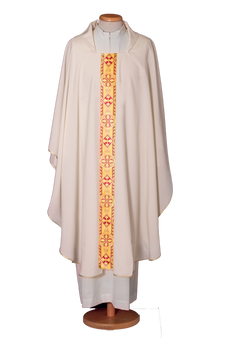 Super-Cheap 100% Polyester Chasuble with Square Collar and Chevron – Simple and Functional Vestment for Liturgical Use
