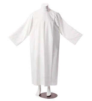 28 C/200 Tervilor Alb – Pure White Lightweight Clergy Alb | Summer-Weight Cotton-Poly Blend | Manantial Liturgical Vestment - X-Small