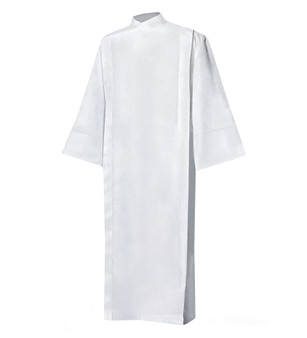 Front Wrap White Alb | Lightweight 65% Polyester / 35% Combed Cotton | Ideal for Summer Liturgical Use - X-Small
