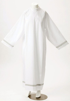Tergal Alb in Slightly Off-White | Lightweight Italian Clergy Vestment for Mass and Liturgy - X-Small