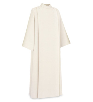 Front Wrap Alb in Beige Vaticano Fabric by Slabbinck – Lightweight Concelebration Vestment for Lectors, Baptism, and Home Mass -
