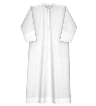 Abbey Brand 55 Traditional Alb – Classic White Liturgical Vestment for Clergy | Comfortable Fit | Easy-Care Fabric -Small
