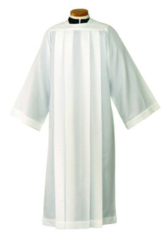 Silky Smooth Poplin Clergy Alb with Plain Square Neck – Lightweight, Washable Liturgical Vestment - X-Small