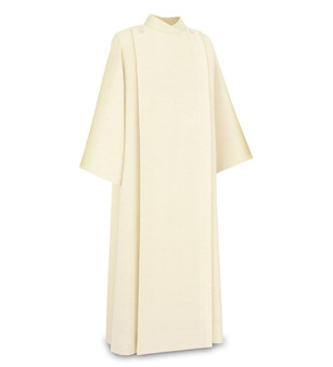 Slabbinck 11-20 Front Wrap Alb in Beige Livorno Fabric – 45% Wool Concelebration Vestment for Lectors, Baptism, and Home Mass