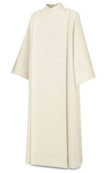 Slabbinck 11-77 Front Wrap Alb in Beige Greco Fabric – Opaque Concelebration Vestment for Priests, Deacons, and Lectors - X-Small
