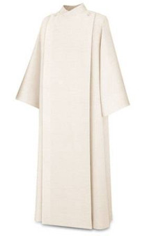 Slabbinck Front Wrap Alb in Beige Brugia Fabric – 100% Wool Concelebration Alb for Priests, Deacons, and Lectors -X-Small
