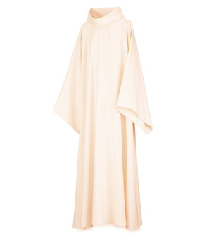 Sanctuary Alb in Beige Vaticano Fabric by Slabbinck – Washable Liturgical Vestment with Easy-Care Opaque Blend - Medium
