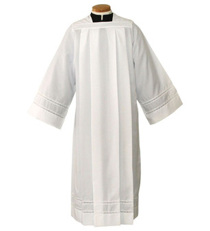Silky Smooth Poplin Clergy Alb with 1" Lace Bands – Beau Veste, Machine Washable -Small