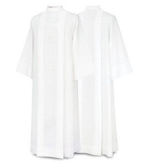 Server Alb in White Terlenka Fabric by Slabbinck – Washable, Crease-Resistant Alb for Altar Servers, Choristers & Lectors -Large
