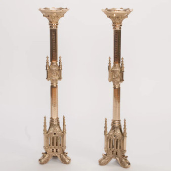 Gothic Candlestick | 31" Traditional Brass Altar Candlestick with 1 1/2" Sockets
 Gothic Candlestick | 31" Traditional Brass Altar Candlestick with 1 1/2" Sockets