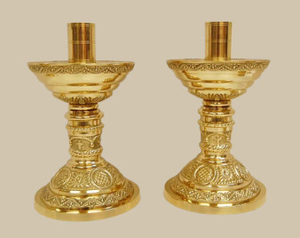 Altar Top Candlestick | 8 1/2" Brass Catholic Candle Holder with 1 1/2" Socket | Matches H-98 Altar Products Altar Top Candlestick | 8 1/2" Brass Catholic Candle Holder with 1 1/2" Socket | Matches H-98 Altar Products