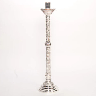 Silver Plated Paschal Candlestick – Elegant Altar Candle Holder for Liturgical Celebrations