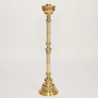 Marble Stem Paschal Candlestick – 48 Inch Tall Brass & Marble Paschal Candle Holder | Polished Finish