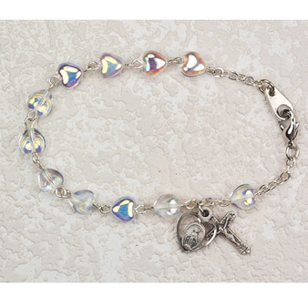 SS 6 1/2" CRYSTAL HEART BRACEL