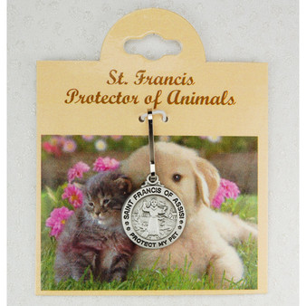 Saint Francis of Assisi Pewter Pet Medal "Protect My Pet"