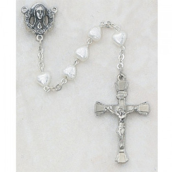 6X6MM PEARL HEART ROSARY