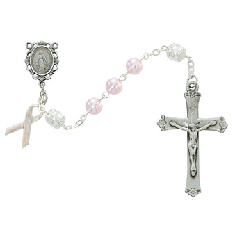 7MM PINK PEARL CANCER ROSARY