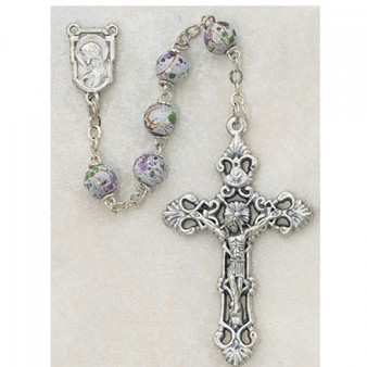 7MM WHITE CLOISSONNE ROSARY