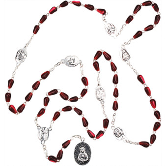 Seven Sorrows Red Teardrop Rosary